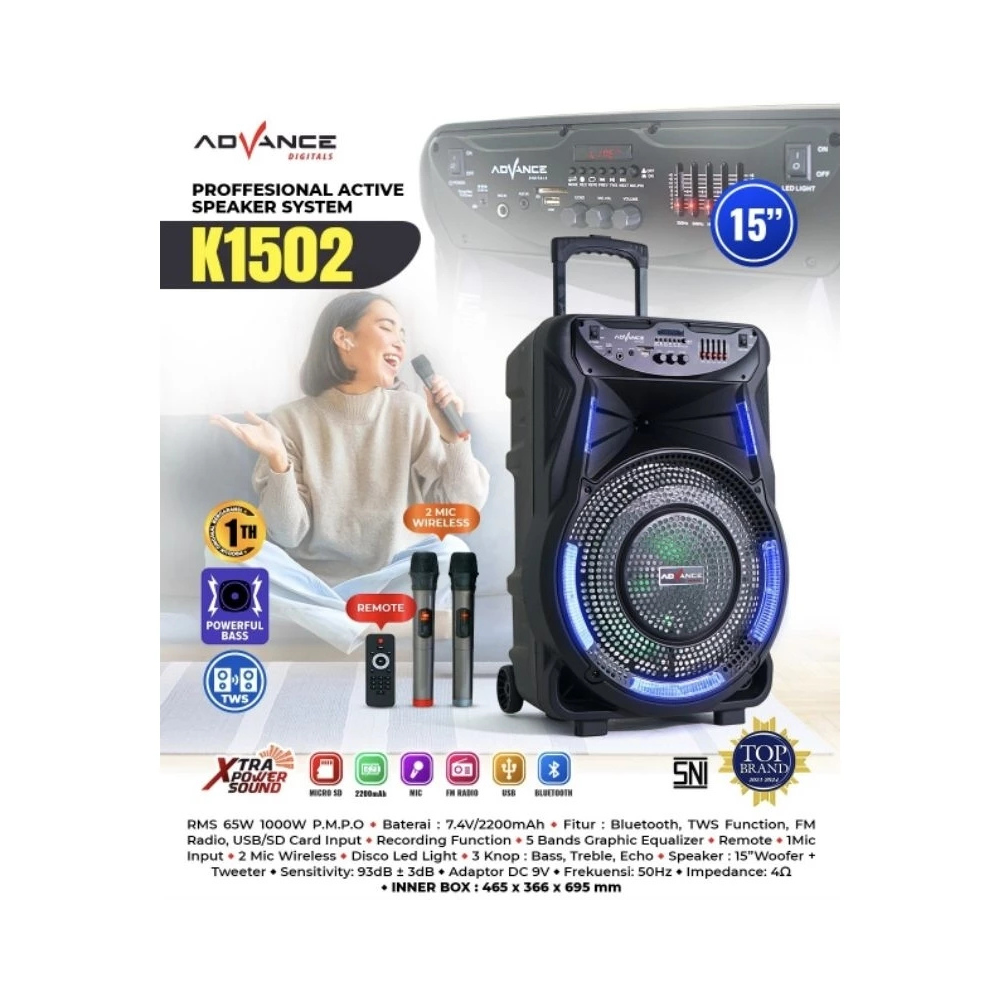 ADVANCE 15 TROLLEY SPEAKER (K1502) 2MIC