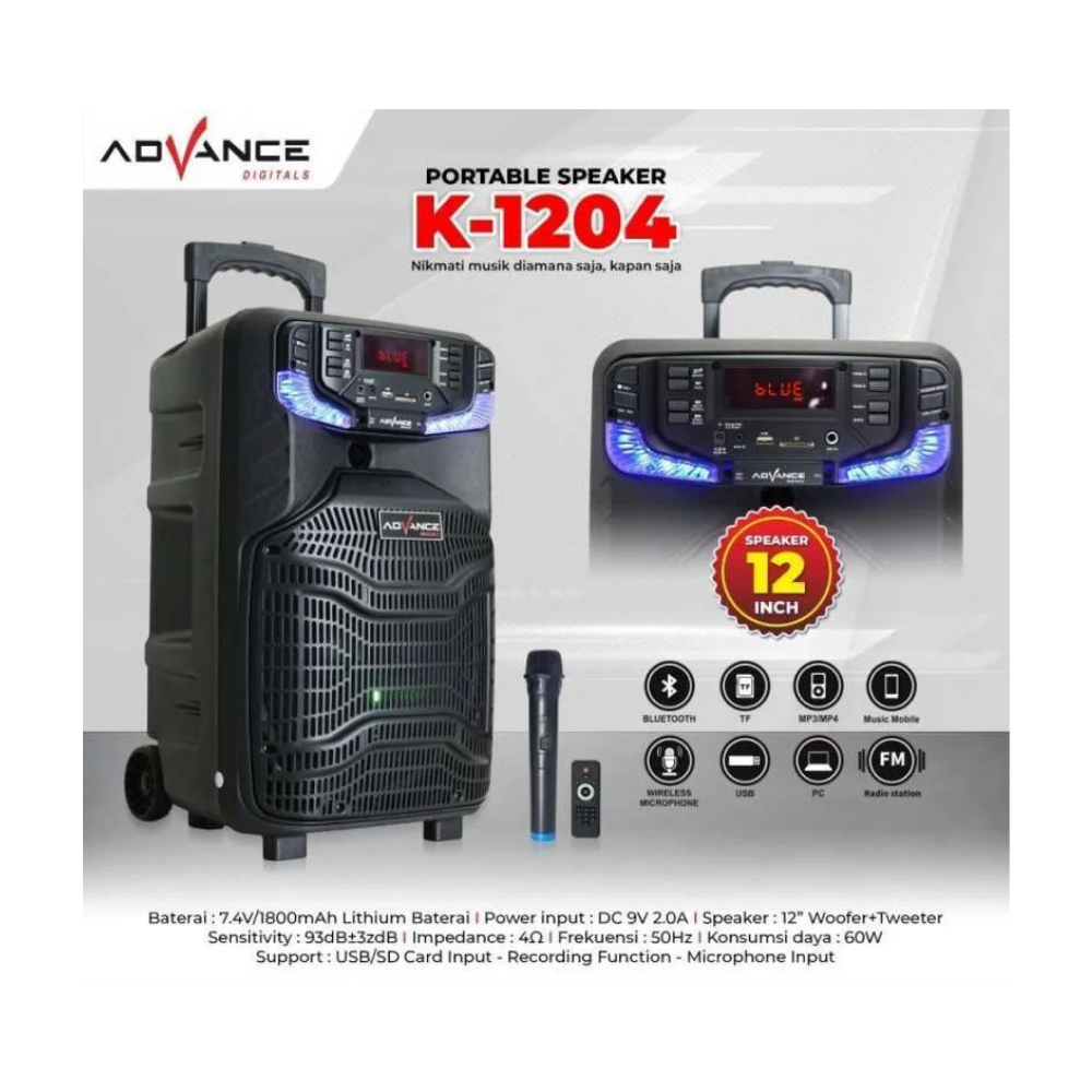 ADVANCE 12 TROLLEY SPEAKER (K1204) 1MIC WIRELESS