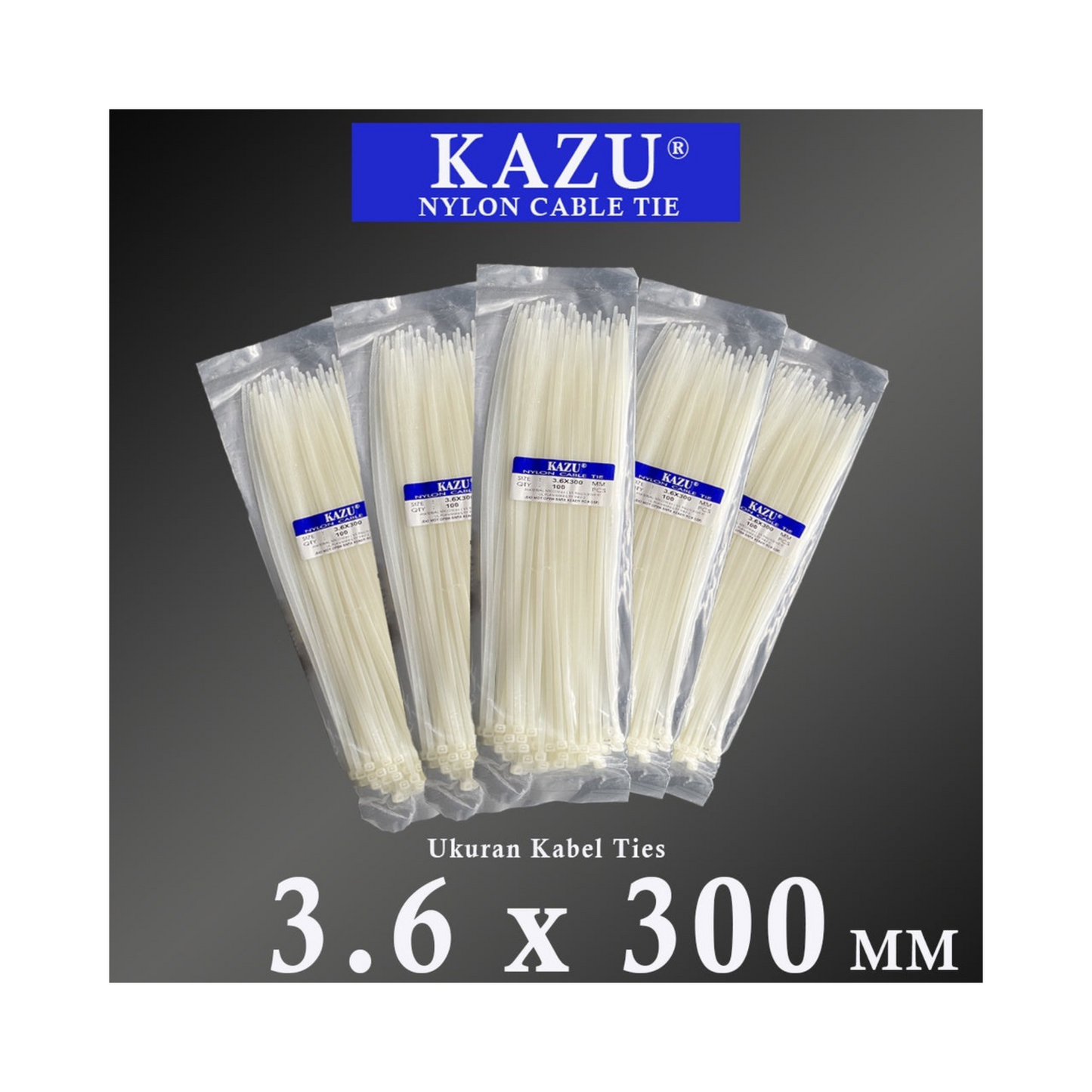 KABEL TIE 3.6X300 KAZU (PUTIH)