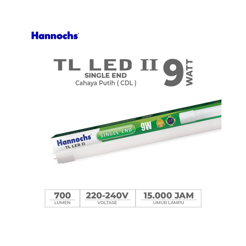 LAMPU T8 9W HANCH (SINGLE END) WW