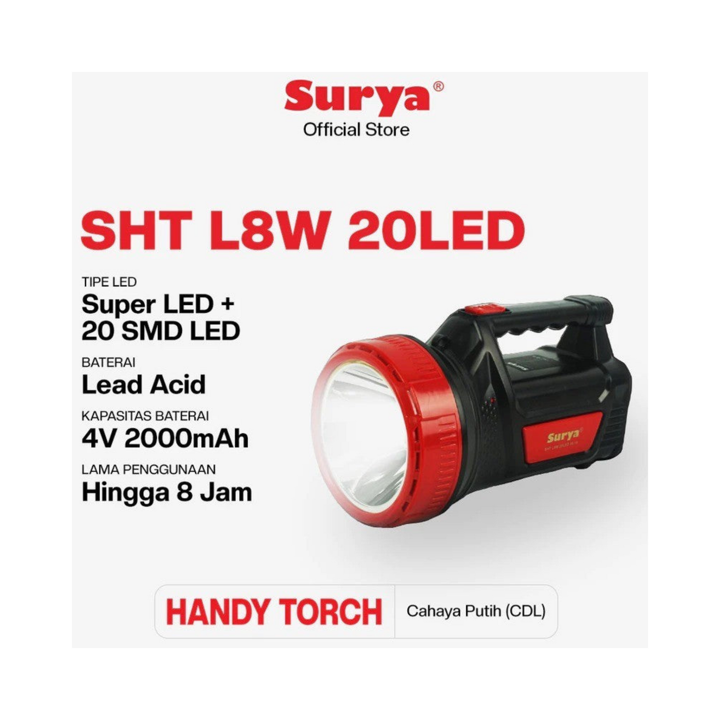 SENTER TENTENG SURYA SHTL8W+20LED