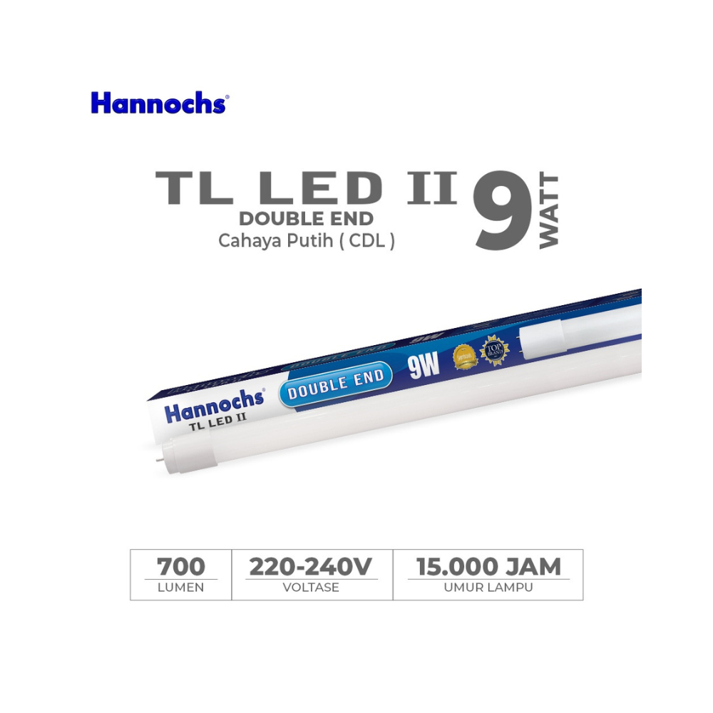 LAMPU T8 9W HANCH (DOUBLE END) PUTIH
