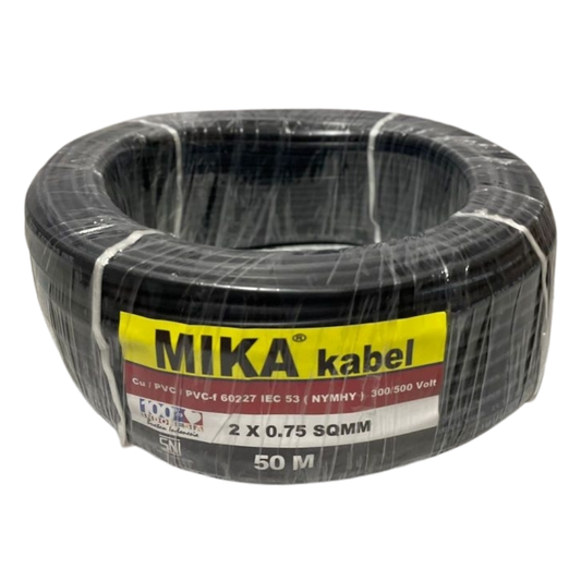 KABEL OVAL 2 X 0.75 (HITAM) MIKA 50M