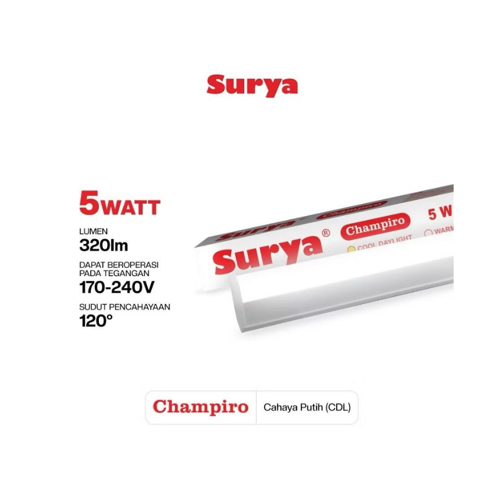 LAMPU T5 SURYA CHAMPIRO 5W PUTIH