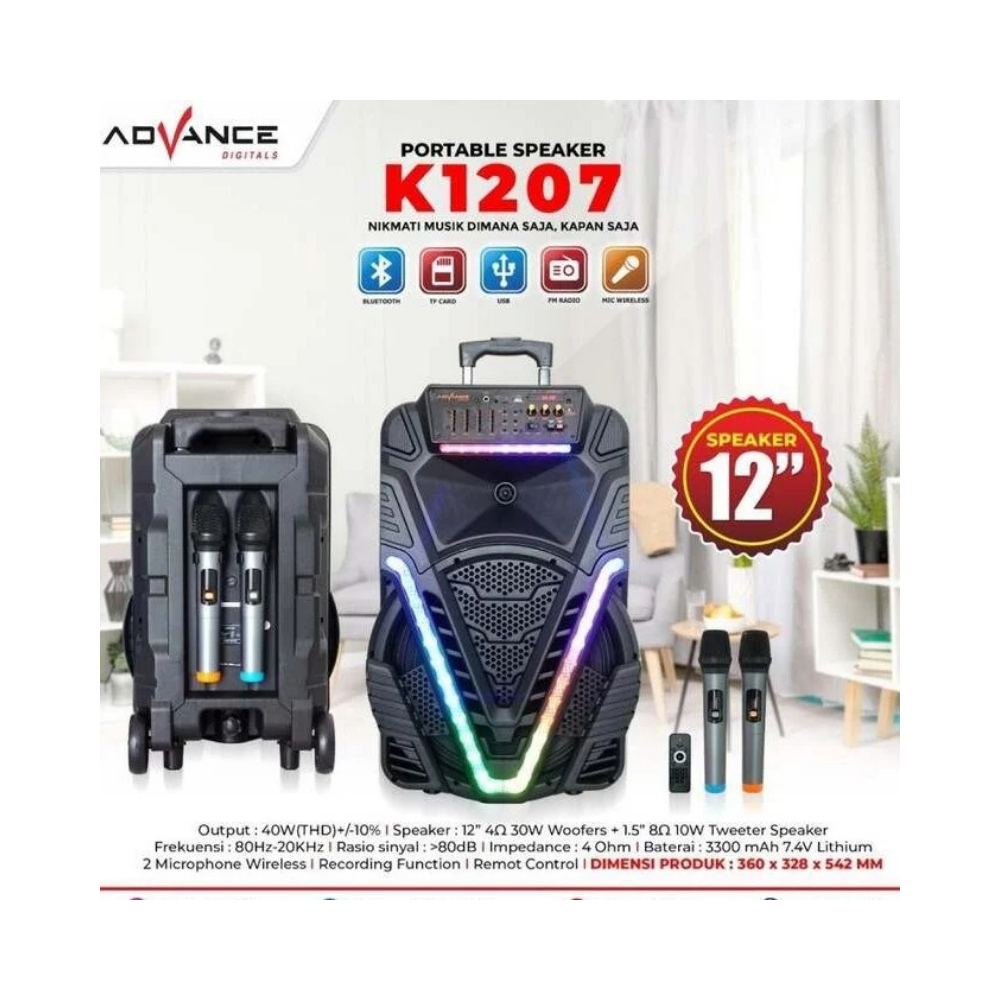 ADVANCE 12 TROLLEY SPEAKER (K1207) 2 MIC ROOMS
