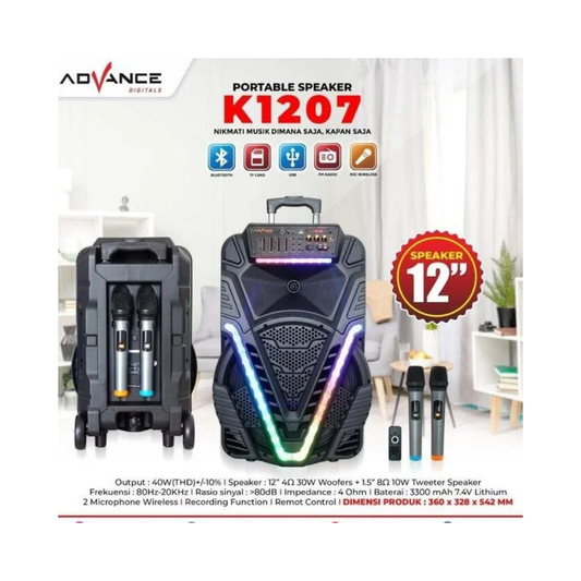 ADVANCE 12 TROLLEY SPEAKER (K1207) 2 MIC ROOMS
