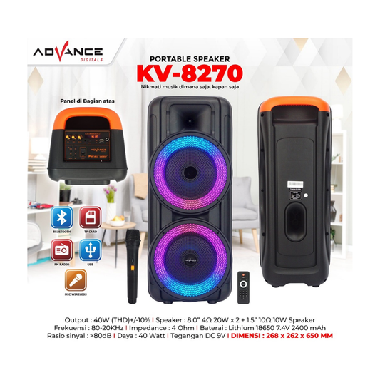SPEKER ADVANCE KV8270 (2X8) 1MIC WIRELESS