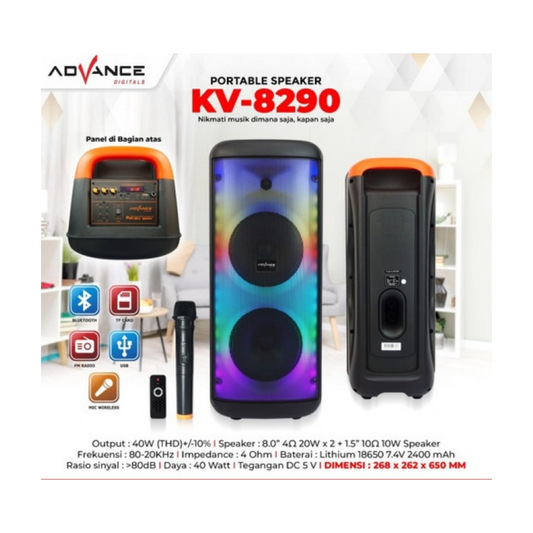 SPEKER ADVANCE KV8290 (2X8) 1MIC WIRELESS