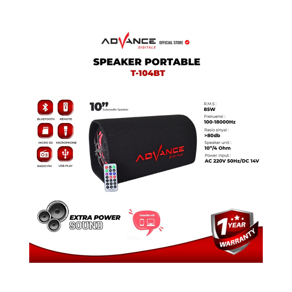 ADVANCE T104BT+MIC ACTIVE SPEKER (BALDU/OBLONG)