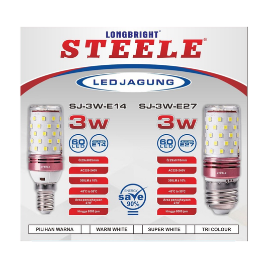 BOLA JAGUNG 3W TRICOLOR E14 STEELE