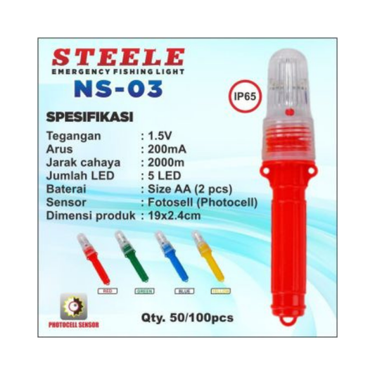 LAMPU TORPEDO 5LED STEELE NS03 (2PCS=AA)