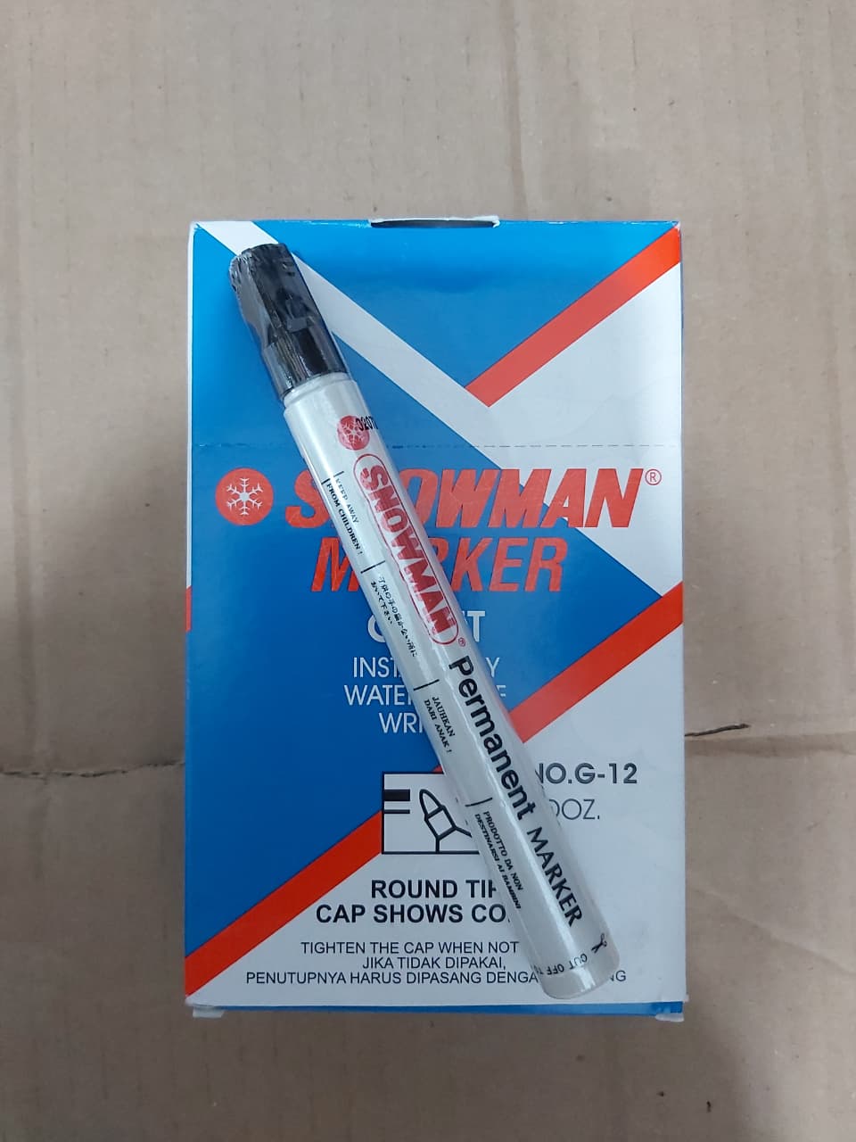 Snowman Spidol Permanen G-12 Hitam Paket 12/36 Pcs