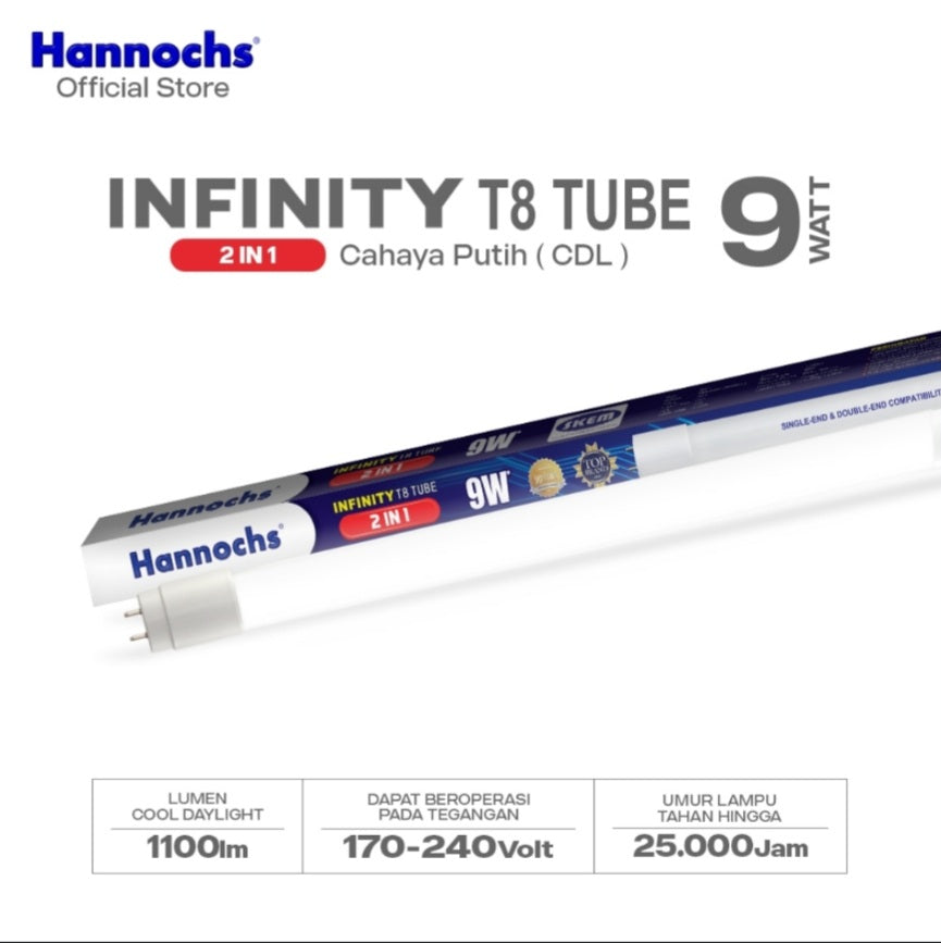 LAMPU T8 INFINITY 9W HANCH (2 IN 1)