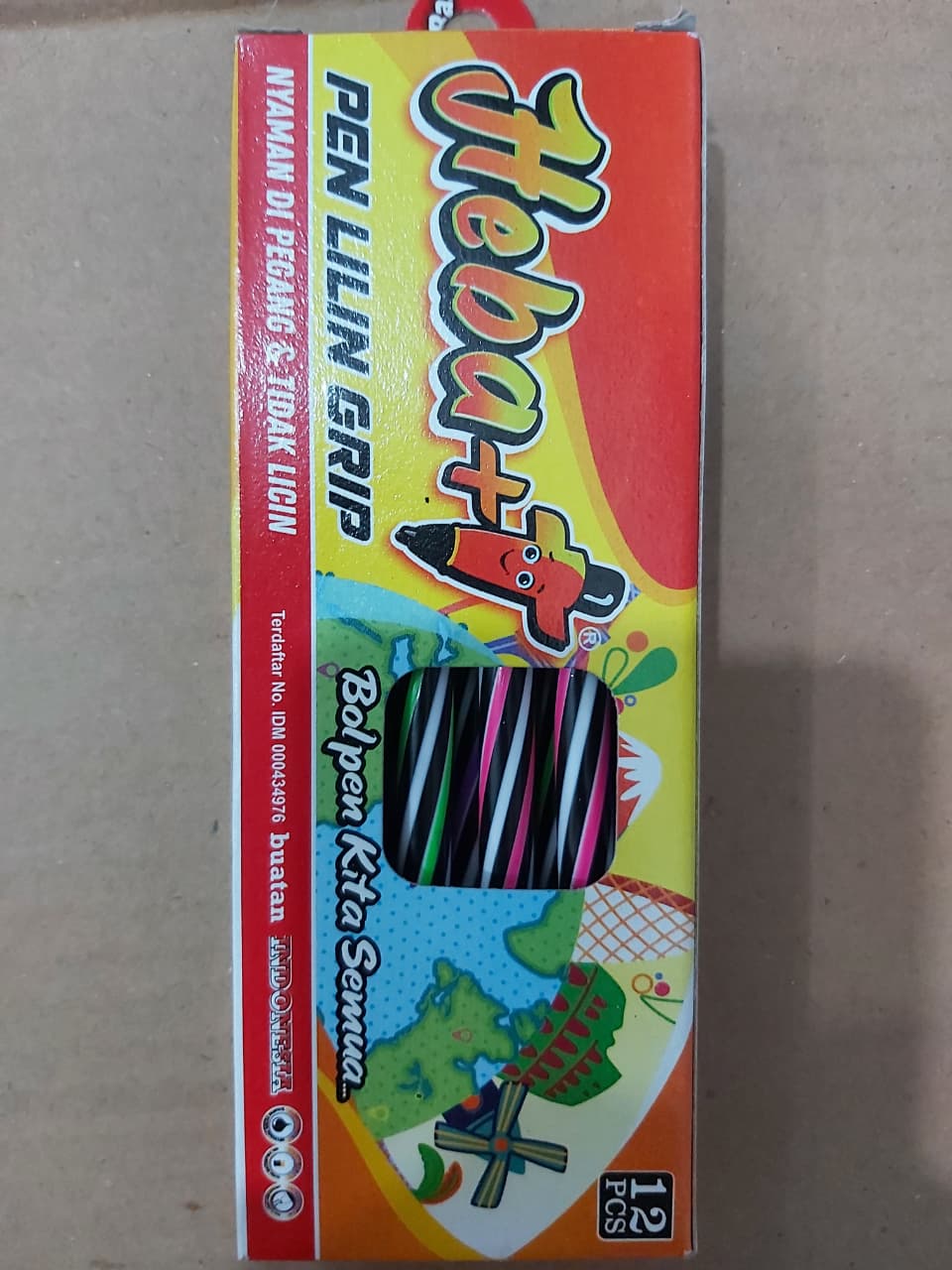 Hebat Pulpen Lilin Grip Hitam Paket 12/36 Pcs