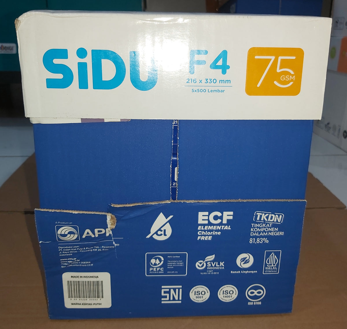 SIDU Kertas HVS F4 75 GSM Putih Paket 5/15 Rim