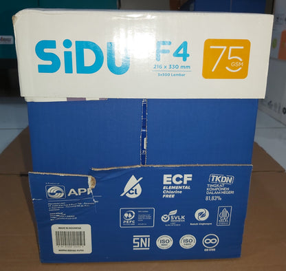 SIDU Kertas HVS F4 75 GSM Putih Paket 5/15 Rim