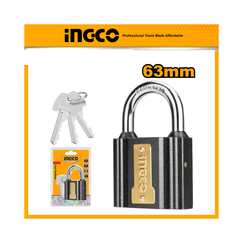 INGCO 63MM BLACK PADLOCK