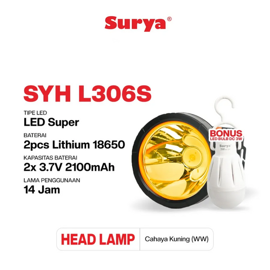 SYHL306S SOLAR HEADFLASH (30W+BULB/WW)