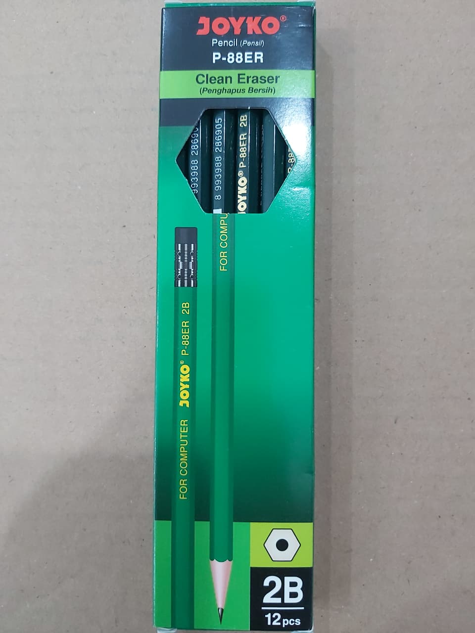 Joyko Pensil 2B P-88ER Hijau Paket 12/36 Pcs
