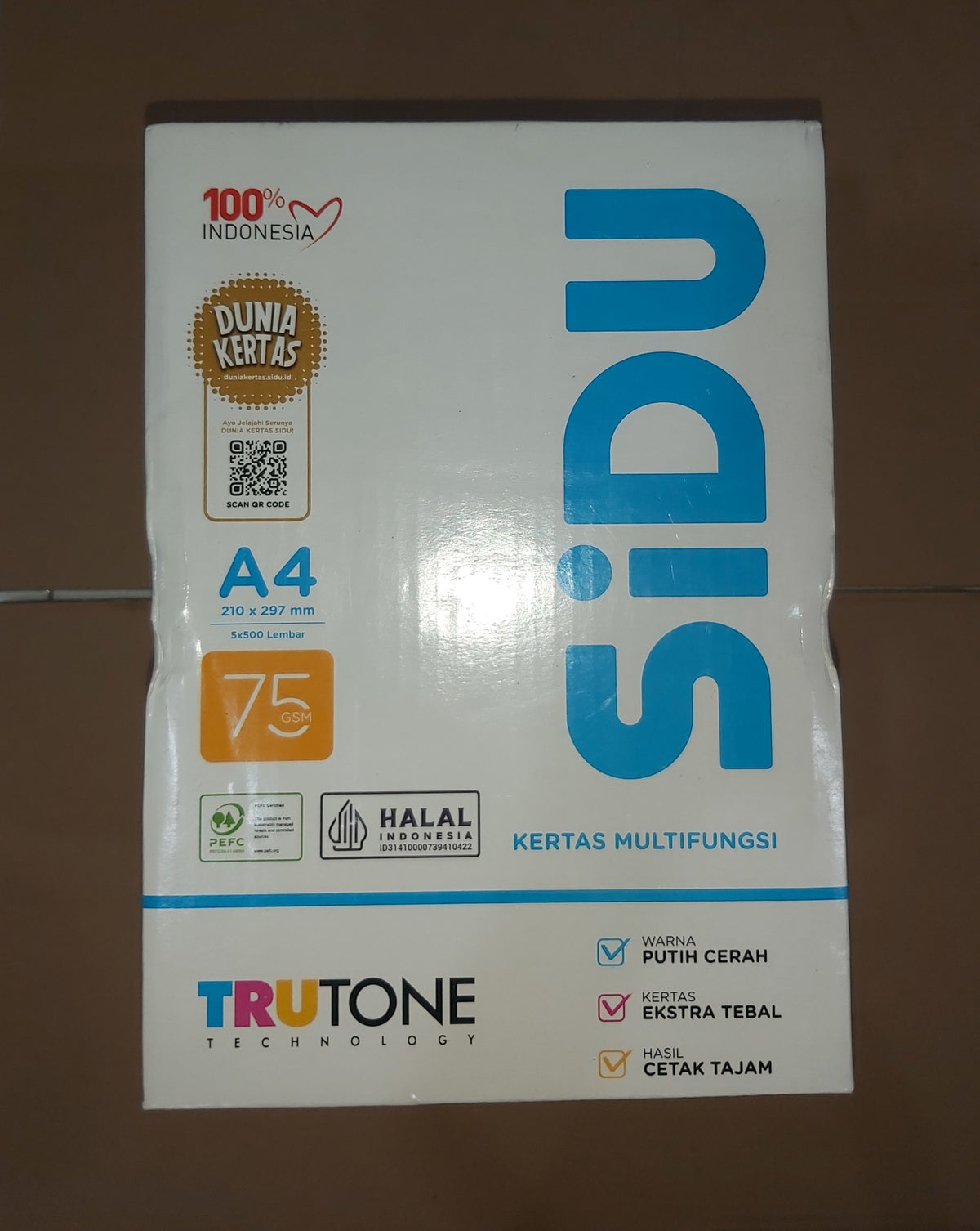 SiDU Kertas HVS A4 75 GSM 500 Lembar/Rim Paket 5/15 Rim