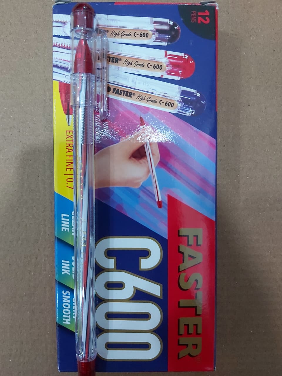 Faster Pulpen C600 0,7 mm Merah Paket 12/36 Pcs