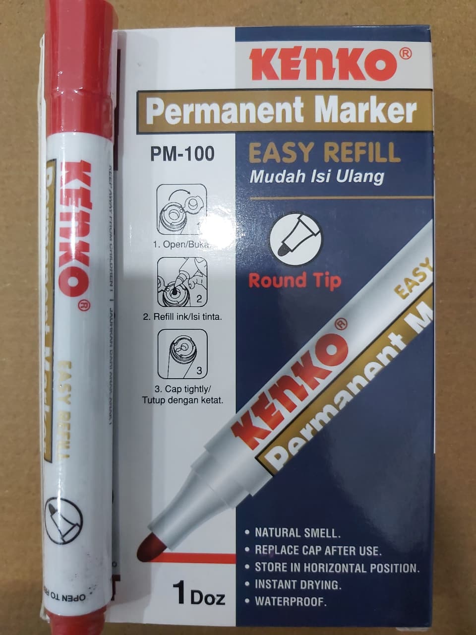Kenko Spidol Permanen PM-100 Merah Paket 12/36 Pcs