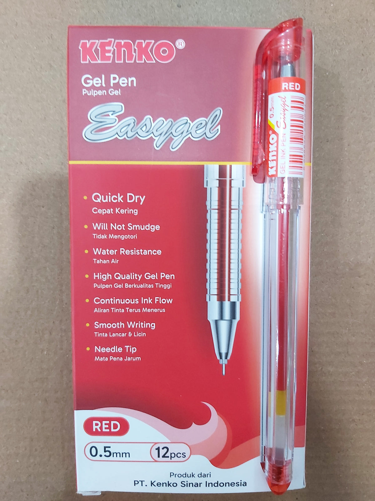 Kenko Pulpen Gel Easy Gel 0,5 mm Merah Paket 12/36 Pcs