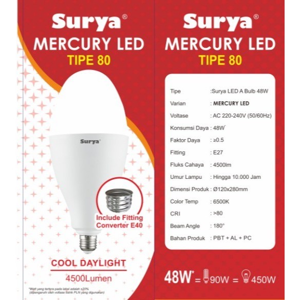 BOLA ML LAMPU JALAN MERCURY LED SURYA TIPE 80