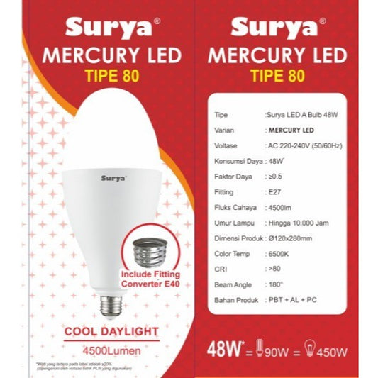 BOLA ML LAMPU JALAN MERCURY LED SURYA TIPE 80