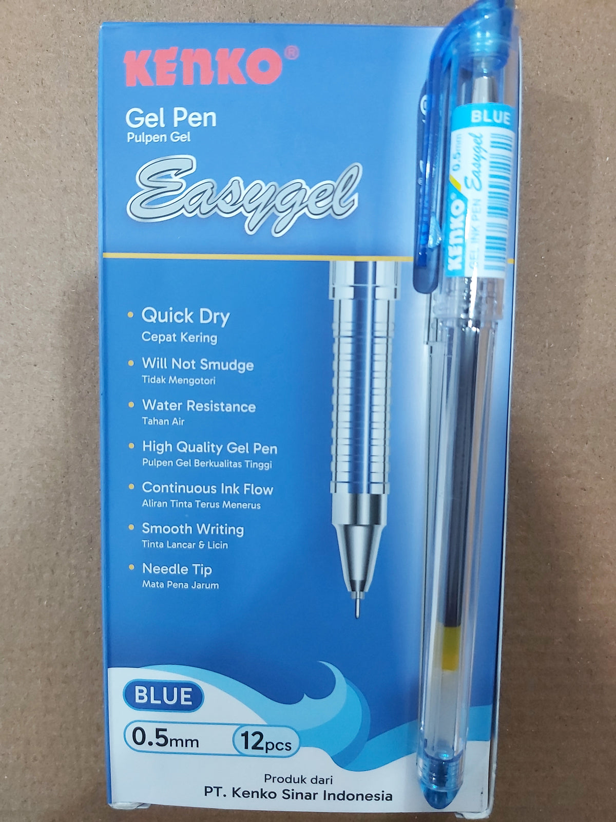Kenko Pulpen Gel Easy Gel 0,5 mm Biru Paket 12/36 Pcs