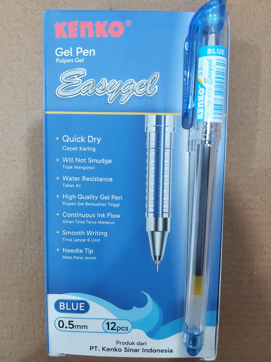 Kenko Pulpen Gel Easy Gel 0,5 mm Biru Paket 12/36 Pcs