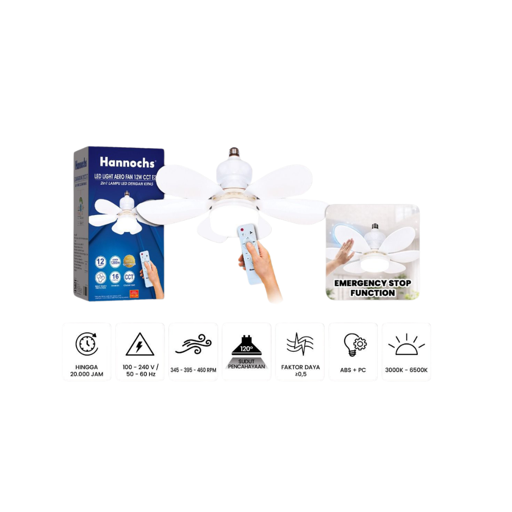 CEILINGFAN + LED 12W AEROFAN HANCH