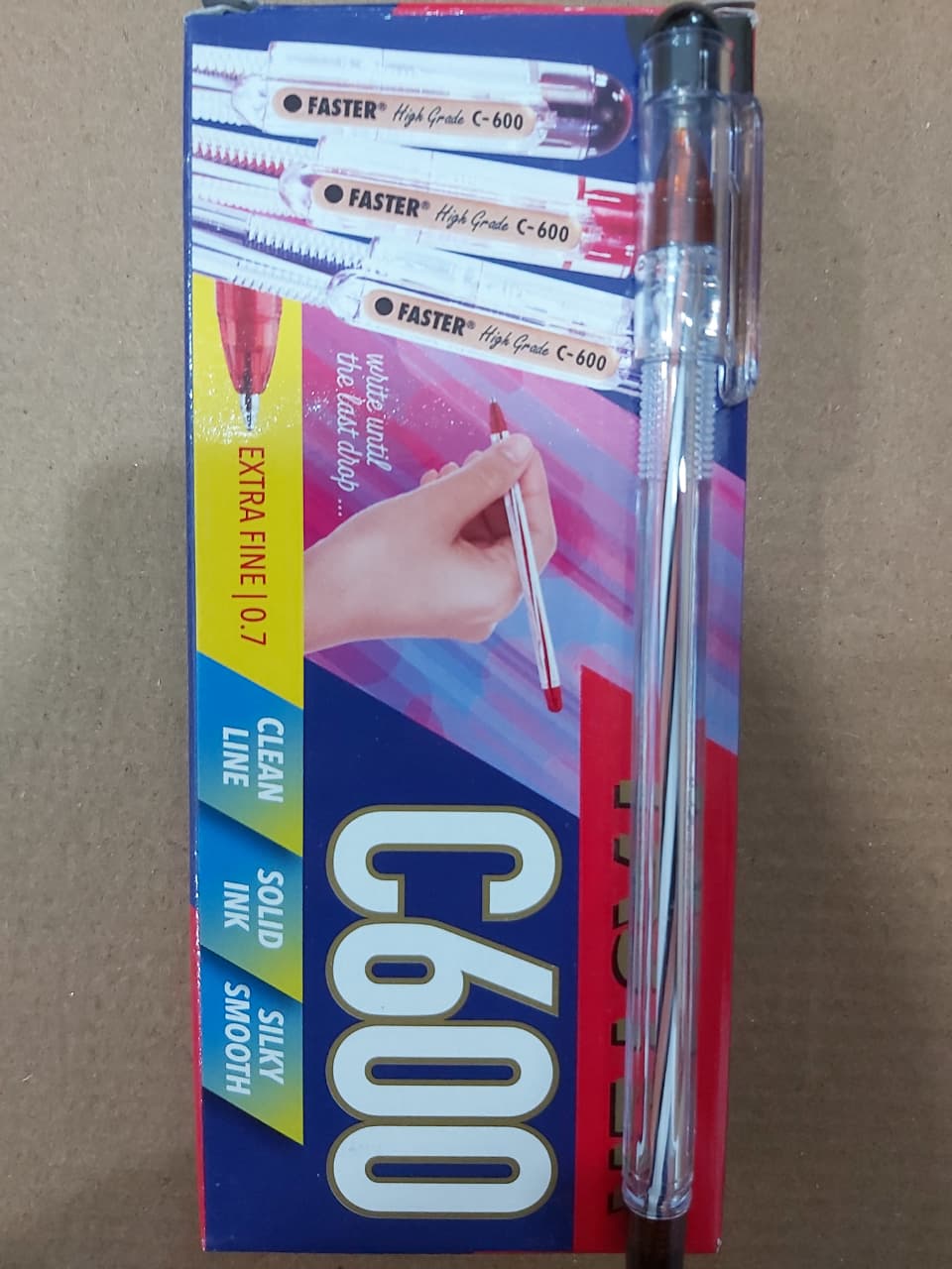 Faster Pulpen C600 0,7 mm Hitam Paket 12/36 Pcs