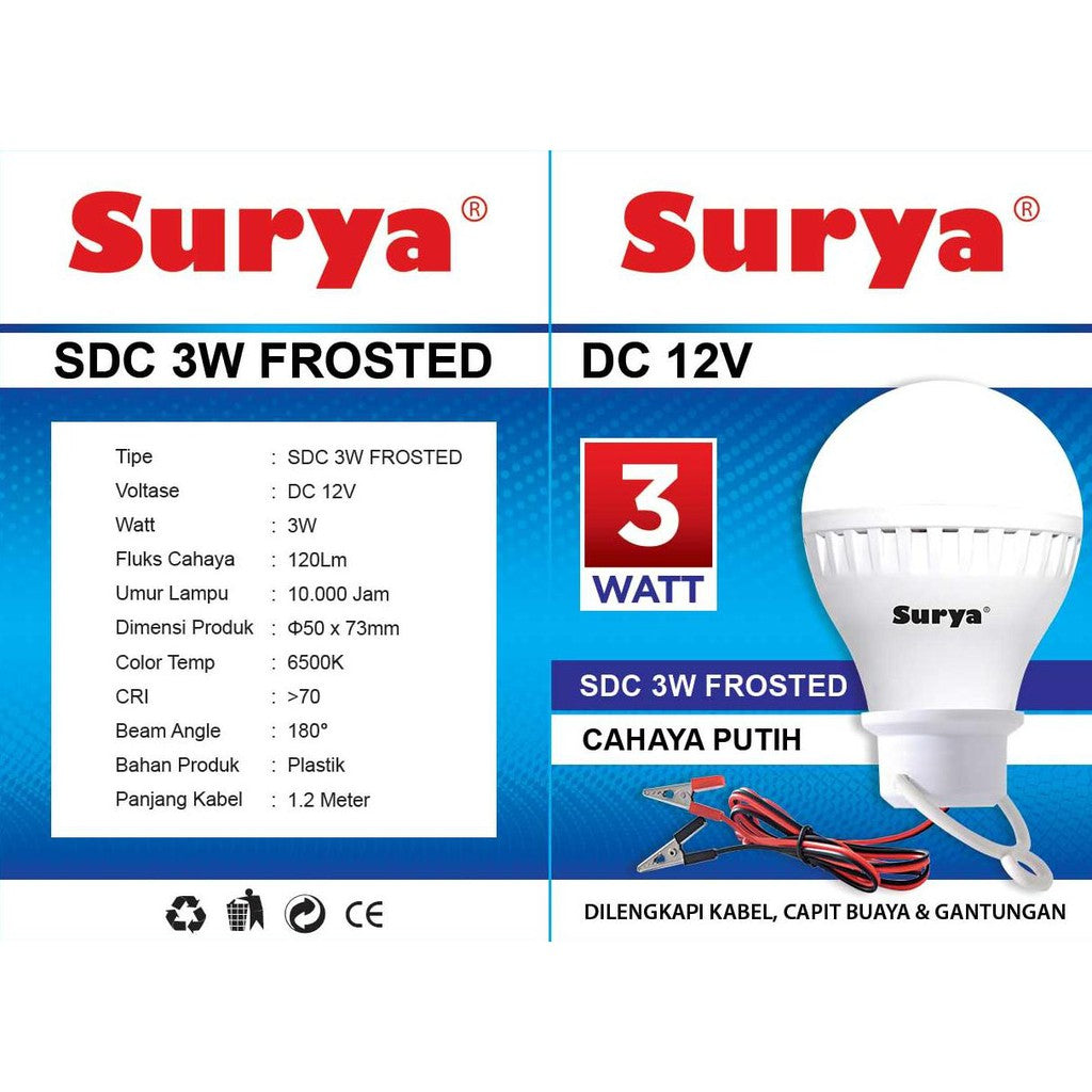 LAMPU DC LED SURYA 3W BENING (JEPIT BUAYA)