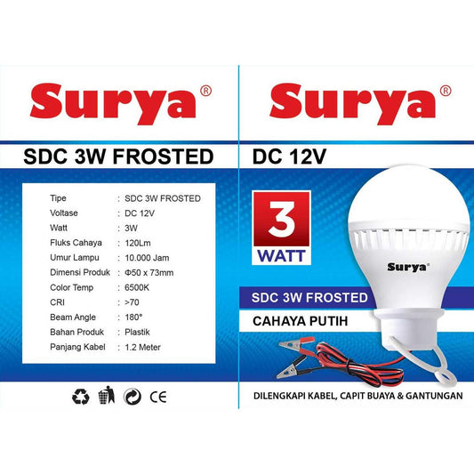 LAMPU DC LED SURYA 3W BENING (JEPIT BUAYA)