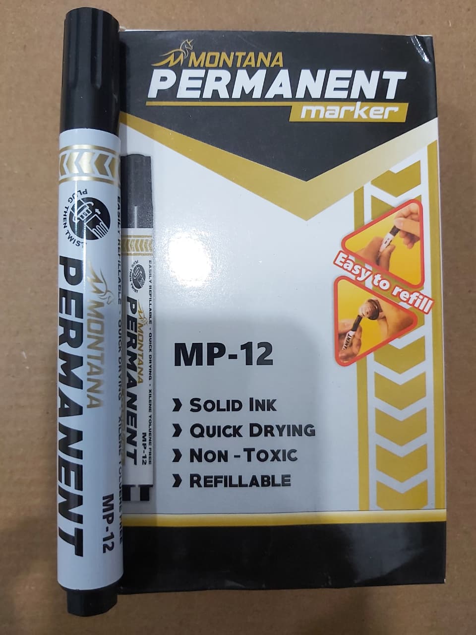 Montana Spidol Permanen MP-12 Hitam Paket 12/36 Pcs