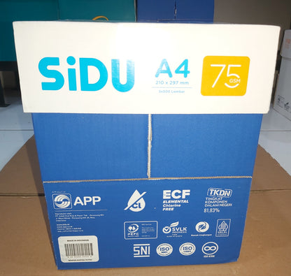 SiDU Kertas HVS A4 75 GSM 500 Lembar/Rim Paket 5/15 Rim