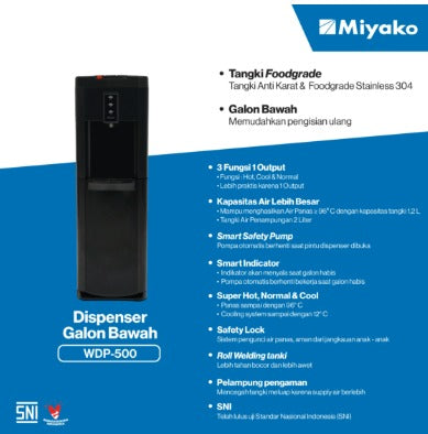 DISPENSER MIYAKO TINGGI WDP500 (HOT COLD/GALON BAWAH)
