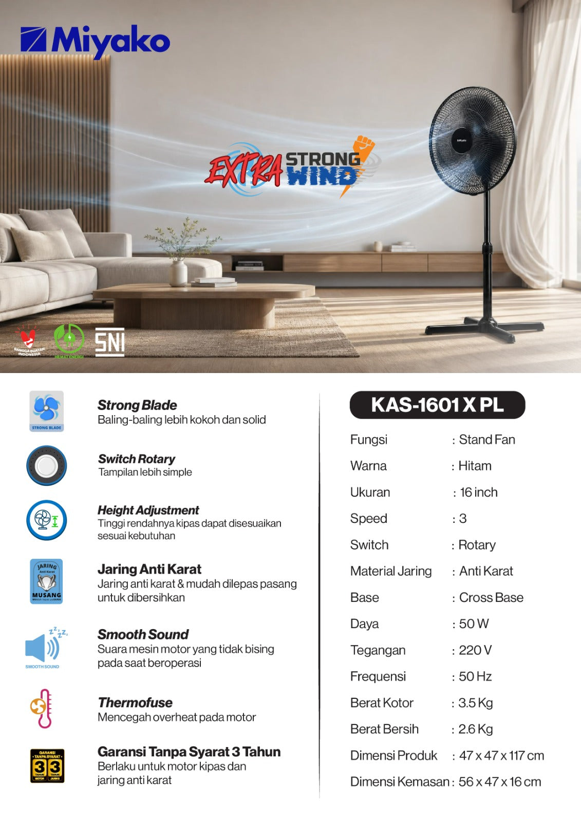 STANDFAN MIYAKO 1601XPL (SWITCH ATAS)