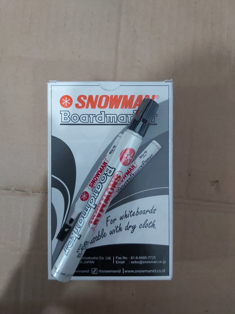 Snowman Spidol Papan Tulis BG-12 Hitam Paket 12/36 Pcs