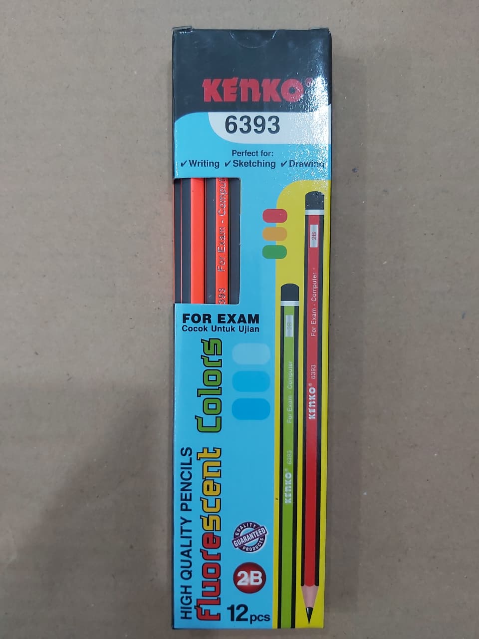Kenko Pensil 2B 6393 Fluorescent Mix Color Paket 12/36 Pcs