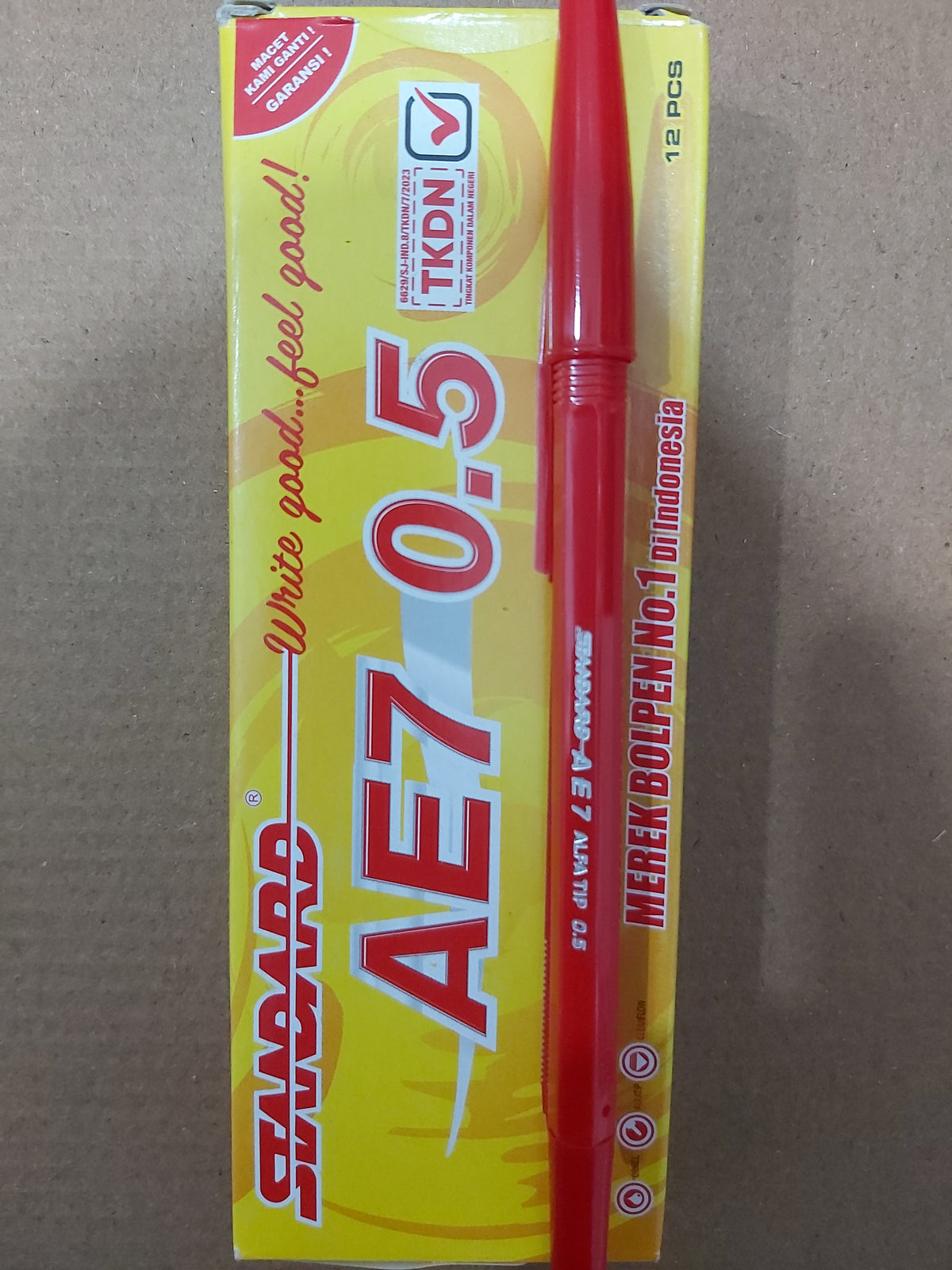Standard Pulpen AE7 0,5 mm Merah Paket 12/36 Pcs