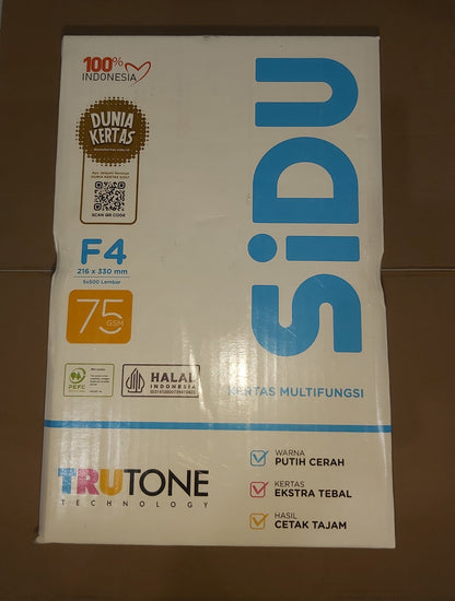 SIDU Kertas HVS F4 75 GSM Putih Paket 5/15 Rim