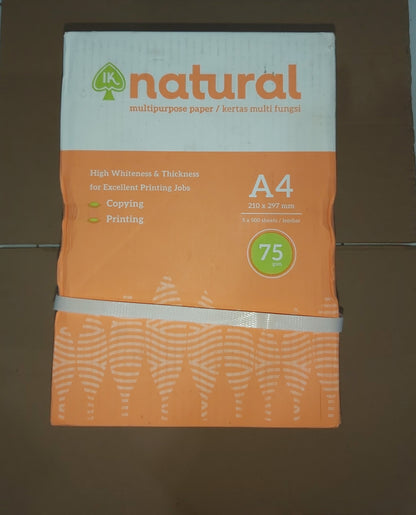 IK Natural Kertas HVS A4 75 GSM per Rim