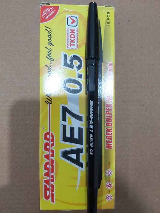 Standard Pulpen AE7 0,5 mm Hitam Paket 12/36 Pcs