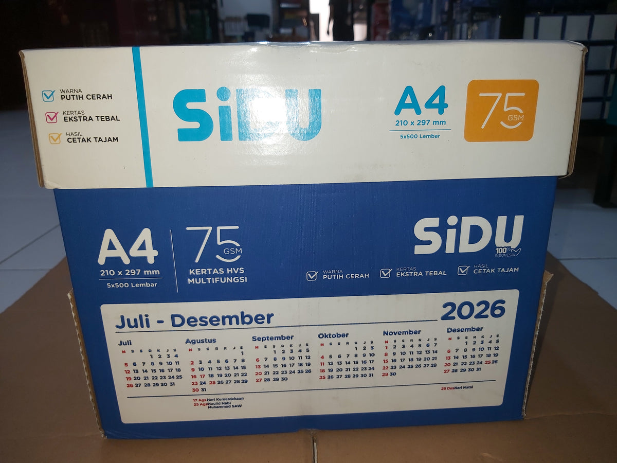 SiDU Kertas HVS A4 75 GSM 500 Lembar/Rim Paket 5/15 Rim