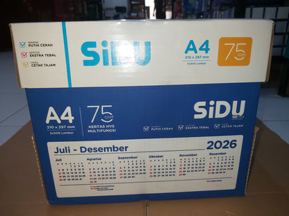 SiDU Kertas HVS A4 75 GSM 500 Lembar/Rim Paket 5/15 Rim